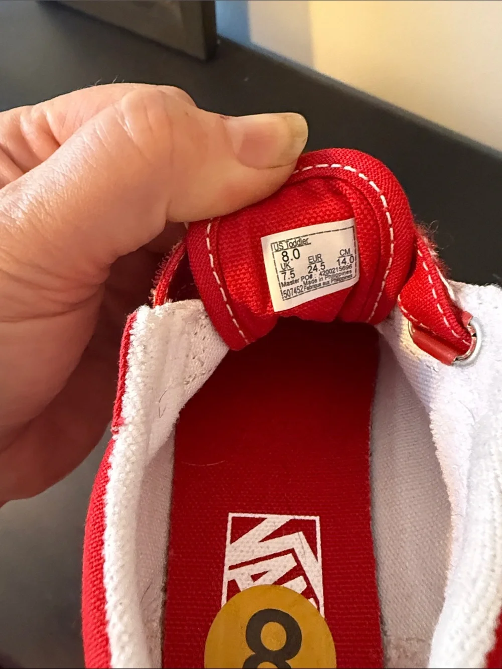 Vans NWT! Kids Red Canvas Velcro Sneakers with White Stripe